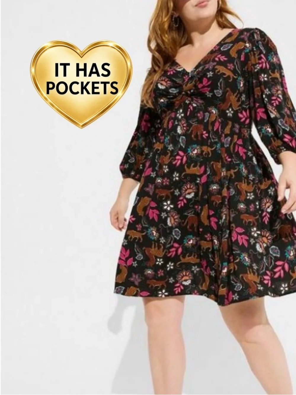 TORRID Mini Rayon Slub Balloon Sleeve Twist Font Dress 0X